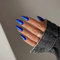 SXVME Chrome Dark Blue False Nails Almond, 24pcs Press On Nails Medium, Glitter Shine Mirror Effect Acrylic Stick on Nails for Women Daily & Party Wear