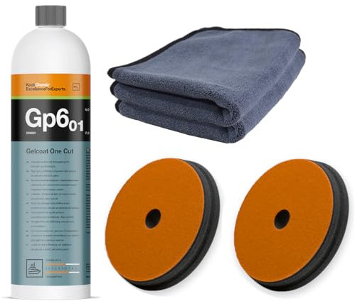 ADVANTUSE - Koch Chemie Gelcoat Boot Polituren Politur + Pads 150mm (1000ml Boot Politur + 2x 150 mm) (One Cut Gp6.01)