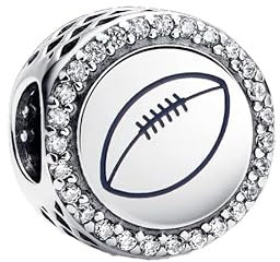 Feitery Le Ballon de Rugby Charms Compatible Pandora les Bracelets et Colliers Diplôme Charms et Perles pour Femme
