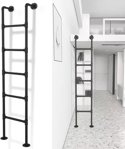 Escalera de emergencia para ventana, de metal, para cama alta, de tubo redondo de acero negro, montada en la pared, universal, ahorra espacio, para autocaravanas (1 m/3,3 pies/39,4 pulgadas)