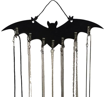 Gothic Fledermaus-Wandhaken – dekoratives Schlüsselbrett aus Holz | platzsparender Hänge-Organizer für Eingangsbereich, Schrank, Badezimmer, Schlafsaal, Schlafzimmer, Küche, Wäsche, Halloween oder