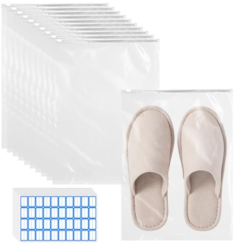 50 Pièces Pochette Étanche Transparent Sac de Rangement Voyage,40cm×30cm | Sac de Rangement Vetement Plastique Transparent Zip pour Chaussures,Costume,Sous-Vêtements (avec Trous de Ventilation)