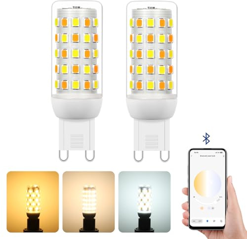 I-SHUNFA G9 LED Dimmbar Lampen mit APP Control,Bluetooth Glühbirne,2er Pack | AC 230V,2700K-6500K,Helligkeit Einstellbar 1%-100% 4W 400LM,Kompatibel mit Fernbedienung,Timing Funktion