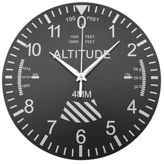 Sirxlevcy Altimeter Wall Clock Tracking Pilot Air Plane Altitude Measurement Modern Wall Watch Classic Instrument Home Decor