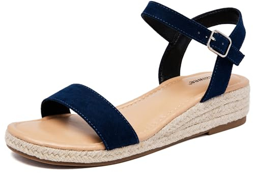 Ataiwee Sandales à talon compensé à plateforme pour femmes,Sandales Espadrilles Habillées d'Été à Bride de Cheville et Bout Ouvert