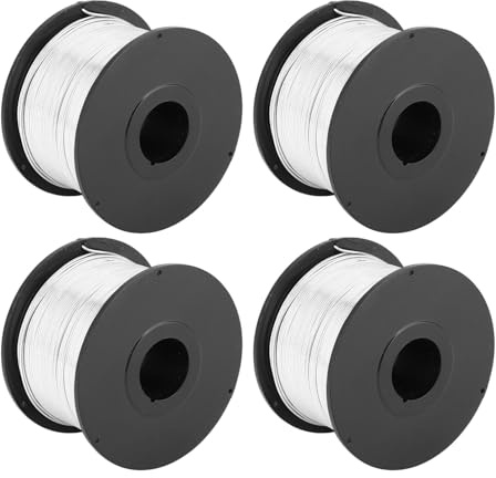 HUIOP Alambre de Amarre de Acero de 110m y 0,8mm, Hilo para Atar Barras de Refuerzo Suave, Alambre de Repuesto Resistente para Máquina Atadora con 4 Rollos
