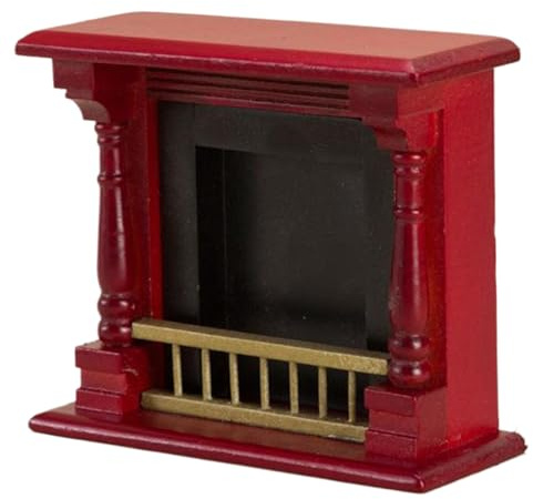 Puppenhaus-Kamin, Maßstab 1:12, Simulation, DIY, Vintage-Puppenhaus-Möbel, Holz, dekorative Miniatur-Möbel, Dekor für Weihnachtsdekoration, Zubehör, Rot