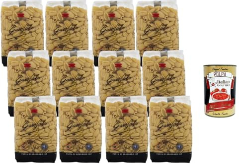 Italian Gourmet Pasta Gnocchi Sardi 12 x 500 g – Italienische Hartweizengrieß-Pasta, Perfekt für Sugo, Ragù & Mediterrane Rezepte, al dente Genuss + Italian Gourmet Polpa