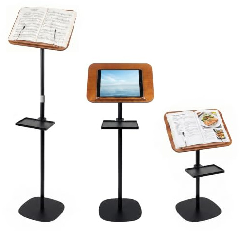 Rivosar Music Stands for Sheet Music, Adjust Height 60cm to 140cm, Black | 180°Tilting Bookplates, Adjustable Metal Stands for Reading Drawing Working, Heavy Duty Base for Indoor Outdoor Performances