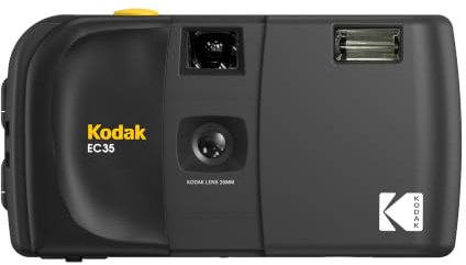 Kodak EC35 35mm Filmkamera, 35mm, wiederverwendbar, fokussierfrei, eingebauter Blitz, Schiebedeckel, anfängerfreundlich (Film und AA-Batterie sind Nicht enthalten) (Einzel, Mitternachtsschwarz)