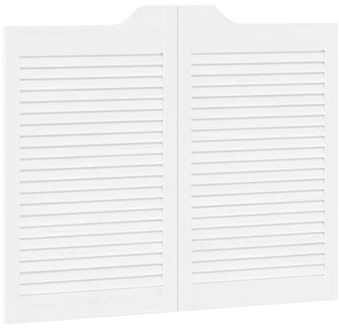 mtlskopl Porta a battente bianca, 100 x 80 cm, in legno di pino massiccio, design a lamelle, per interni, set di porte a battente con cerniere, per cucina e soggiorno