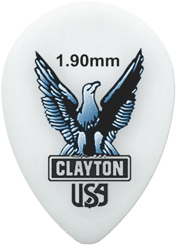 Clayton Picks – Acetal Plektren – Kleine Tropfenform, 1,90 mm, 12 Stück (ST190/12) - Hochwertige Acetal Gitarrenplektren für präzises Spiel