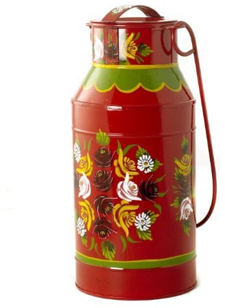 Black Country Metal Works Large Hand Painted Milk Churn Planter - Canal Art (Red)