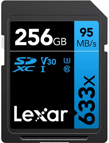 Lexar Professional 633x Scheda SD 256 GB, Scheda di Memoria SDXC UHS-I, U3, Class 10, Fino a 95 MB/s di Lettura, SD Card per DSLR di Fascia Media, Videocamera HD, Fotocamere 3D (LSD256CBEU633)