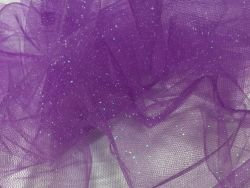 Tüll Stoff LILA mit Glitzer Meterware