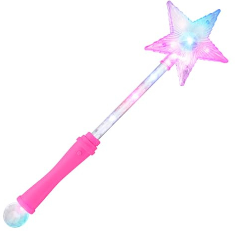 FlashingBlinkyLights Pink Super Star Princess LED Light Up Magic Wand for Kids