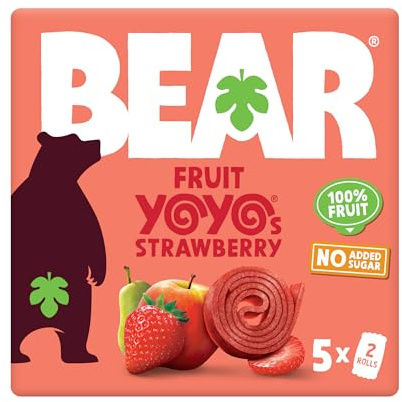 BEAR Strawberry Yoyos - Dried Fruit Rolls - Healthy - Vegan - 20g (5 packs)
