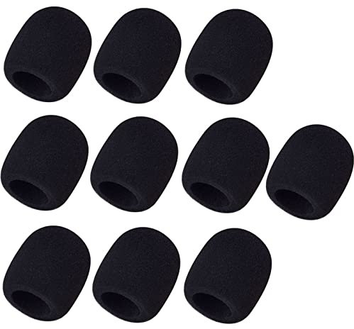 10 Pack Foam Mic Cover Handheld Microphone Windscreen, Black