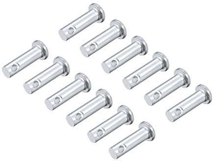 sourcing map 12 Stück Steckbolzen Gabelkopfstifte Einloch Flachkopf,6mm X 16mm Splintstift Verzinkung Massiver Stahl Lochbolzen