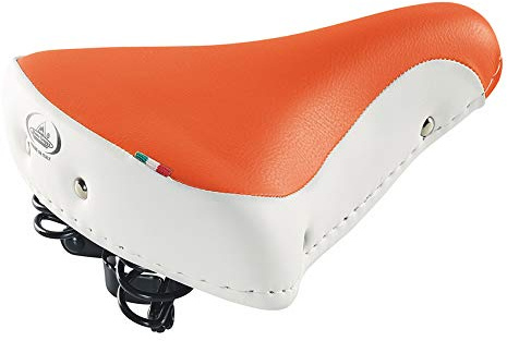 Selle Montegrappa Fahrradsattel Cruiser Bike Sattel Komfortsattel SM 08 F in 6 Farben SKAI Italy Weiss orange