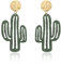 EXINOX - Orecchini a forma di cactus, da donna, verde e oro, Plastica,