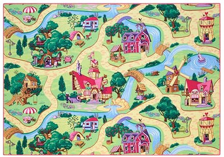Carpet Studio Teppich Kinderzimmer 140x200cm, Kinderteppich, Spielteppich Straße Mädchen, Teppiche für Babyzimmer, Schlafzimmer & Spielzimmer, Antirutsch, 30°C waschbar - Candy Town