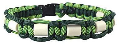 EM-Keramik Halsband für Hunde, mit Name möglich, verschiedene Größen wählbar, original EM-X-Keramik-Pipes, dunkelgrün/lime-dunkelgrün-gestreift