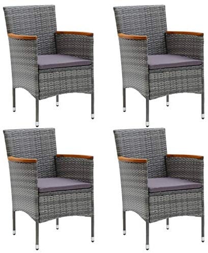 vidaXL 4X Garten Essstuhl Gartensessel Gartenstuhl Sessel Stuhl Rattanstuhl Gartenmöbel Stühle Balkonstuhl Terrassenstuhl Poly Rattan Grau