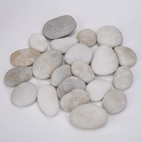 Hisredsun 21pcs Small White Painting Pebbles, 1.18-2.76 inch Smooth Pebbles for Painting Mandala and Kindness Rocks for Arts, Crafts, Garden Decoration