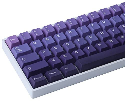 JakeTsai PBT Keycaps, 126 Keys Dye Sublimation Cherry Profile Keycaps with 6.25U Spacebar Purple Gradient Keycap Set for Cherry MX Switches US/UK Layout Mechanical Keyboards