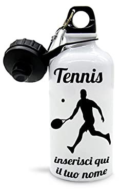 Mr. Gadgets Gourde personnalisable avec nom différents modèles-Sport- Adulte 500ml (Tennis Homme)