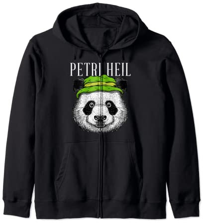 Angler Angeln Panda Bär Petri Heil Anglerhut Fischer Lustig Kapuzenjacke