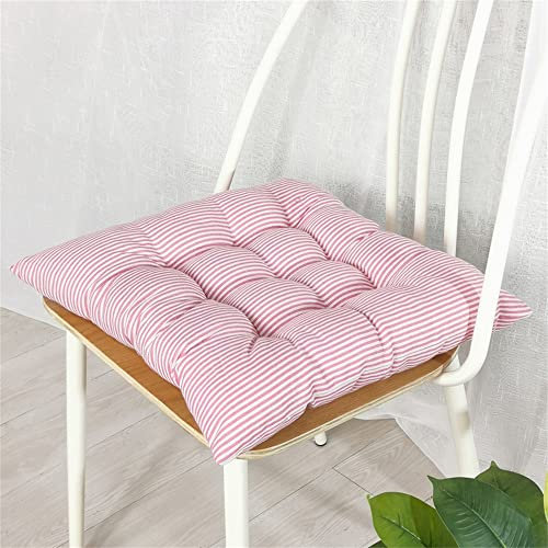 Lukery Stuhlkissen rutschfeste, Waschbare Leinen Weiche Platz Sitzkissen Komfort Stuhlauflage als Stuhl Kissen für Outdoor & Indoor Gartenstuhl, Küche oder Esszimmerstuhl (40x40cm,Rosa Streifen)