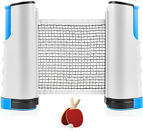 Delamiya Tischtennisnetz, Ausziehbares Mobiles Tischtennis Netz, Tischtennisnetz für Jeden Tisch, Tragbar Ping Pong Ersatznetz Tischtennisnetz Outdoor & Indoor, Netz Tischtennisplatte Outdoor (Blau)