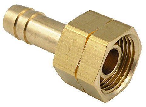 Fittingstore - Schlauchtüllen mit Überwurfmutter& Linksgewinde druckbeständig bis zu PN 40 bar (Sechskant- Bund) (Werkstoff: Messing, G 3/8 LINKS - 6 mm)