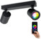 linovum Spotbalken smarter Deckenstrahler schwarz 2 flammig schwenkbar & dimmbar inkl. GU10 RGB + 2700K-6500K LED App-Steuerung