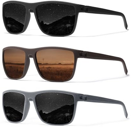 Ninesun Klassische quadratische Sonnenbrille für Damen und Herren, leichte polarisierte Autofahrer-Sonnenbrille mit UV-Schutz (Schwarz/Braun/Grau Schwarz)