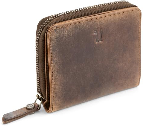 Berliner Bags Vintage Geldbörse Sara, Kleine Portemonnaie, Geldbeutel aus Leder, mit TÜV-gepruftem RFID-Schutz, inkl Geschenk-Box, für Damen - Braun