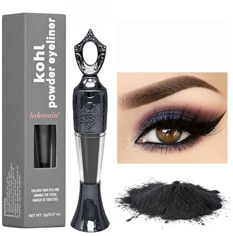 Kohl Powder Black Eyeliner - Handmade Natural, Smudge-Proof Liner in Cream Powder Form - Long-Lasting Intense Color