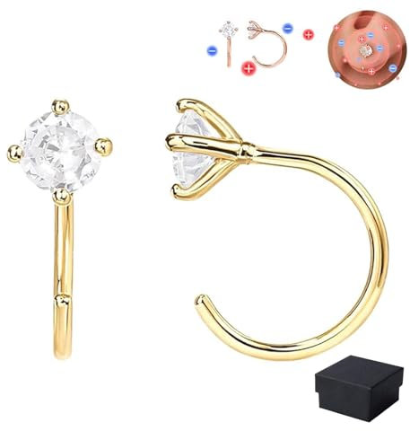 OUTJUTI Lymphaktivitäts-Ohrringe, magnetische Akupunktur-Ohrringe für Frauen, Lymphdrainage-Ohrringe, Zirkonia-Lymph-Ohrringe, Magnetologie-Negativ-Ionen-Ohrringe (Gold)