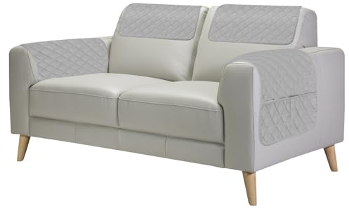 Guerity 3pcs Sofa Armrest Cover with Pocket, Headrest Cover for Recliner Sofa, Waterproof Recliner Chair Cover (4pcs, Grey, Shape-B)