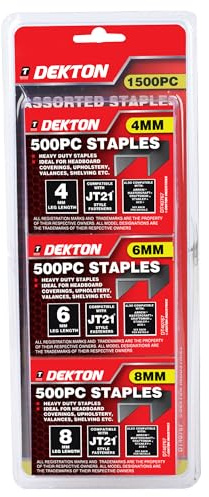 Dekton 1500 Pcs Staples Set (4mm-8mm)- Heavy-duty For Staple Guns| Universal Size For Home, Office| Durable Steel Construction| Ideal For Upholstery, Carpentry, Crafting| Compatible With Most Staplers