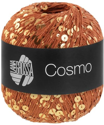 LANA GROSSA Cosmo | Beilaufgarn aus Baumwolle mit großen und kleinen Pailletten | Handstrickgarn aus 100% Baumwolle | 100g Wolle zum Stricken & Häkeln | 260m GarnFB 8