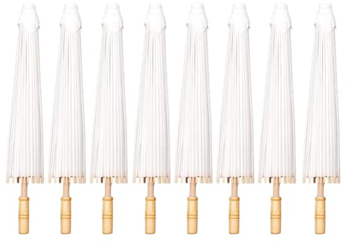Pqahffowr 8PCS Paper Parasol Wedding Umbrella Party Favor 84cm Bamboo Umbrellas for Bridal Shower Centerpieces Photo Props
