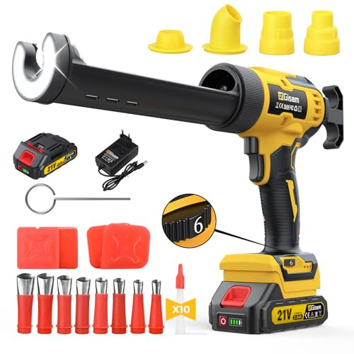 Pistolet à Cartouche sans Fil avec 2000 mAh Batterie, Pression Max 4900N, Lot de 27 Accessoires de Scellement Pro, 6 Vitesses, Pour Cartouches De 310 mL pour Scellement, Remplir