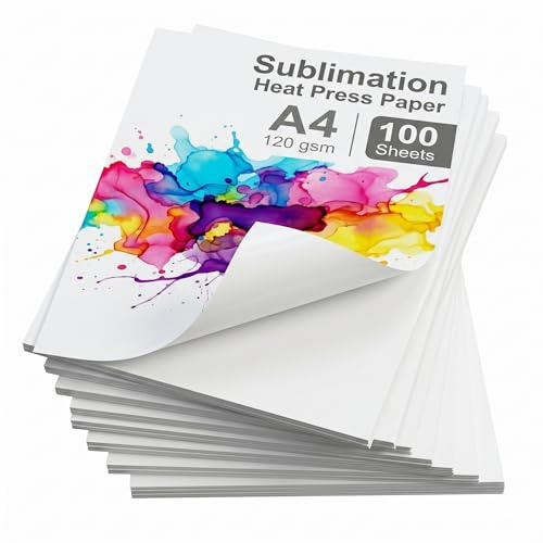 Sublimation Paper A4 120gsm, 100 Sheets Heat Transfer Paper (1 Pack) | For T-Shirt Printing, Mugs & Tumblers, Compatible with Sublimation Ink & Printers Rapid Drying with Superior Definition