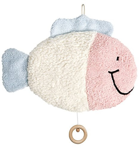 Efie Bio - Spieluhr Fisch - kontrolliert biologischer Anbau (organic) - Made in Germany - GOTS zertifiziert – nachhaltig - Melodie (Guter Mond du gehst so stille)