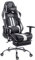 Silla Racing XL Limit Tapizada en Cuero sintético I Silla Gaming con Soporte Metal Cromado I Silla Oficina con Ruedas I Silla Gamer Regulabl, Color:Negro/Blanco, Reposapiés:con reposapiés