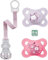 MAM Skin Soft Silikon Schnuller // 0-6 Mo. Girl // 2er Set // inkl. Sterilisiertrasportboxe & NIP Schnullerband