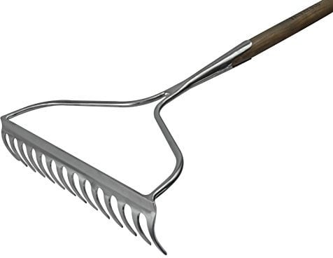 Faithfull Prestige Garden Rake - Stainless Steel with Ash Handle 1625mm Length, 350mm Head